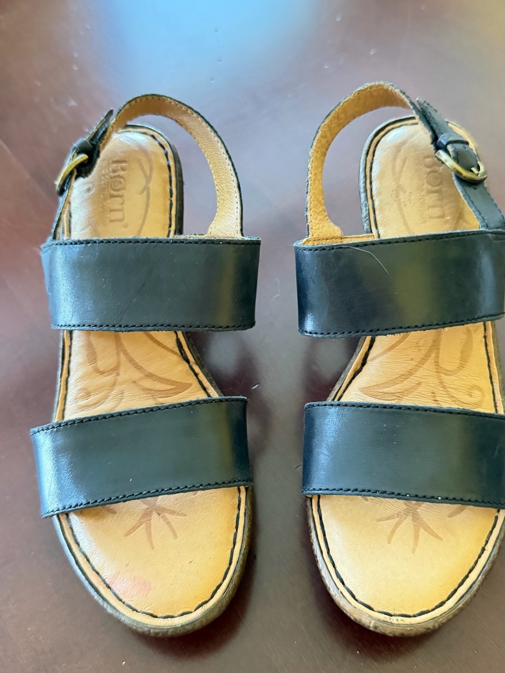 Born Black Leather Double-Strap Slingback Sandals